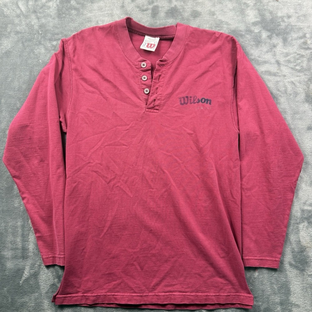Vintage Wilson Logo T Shirt M USA Made Tennis Sports Dark Red Tee